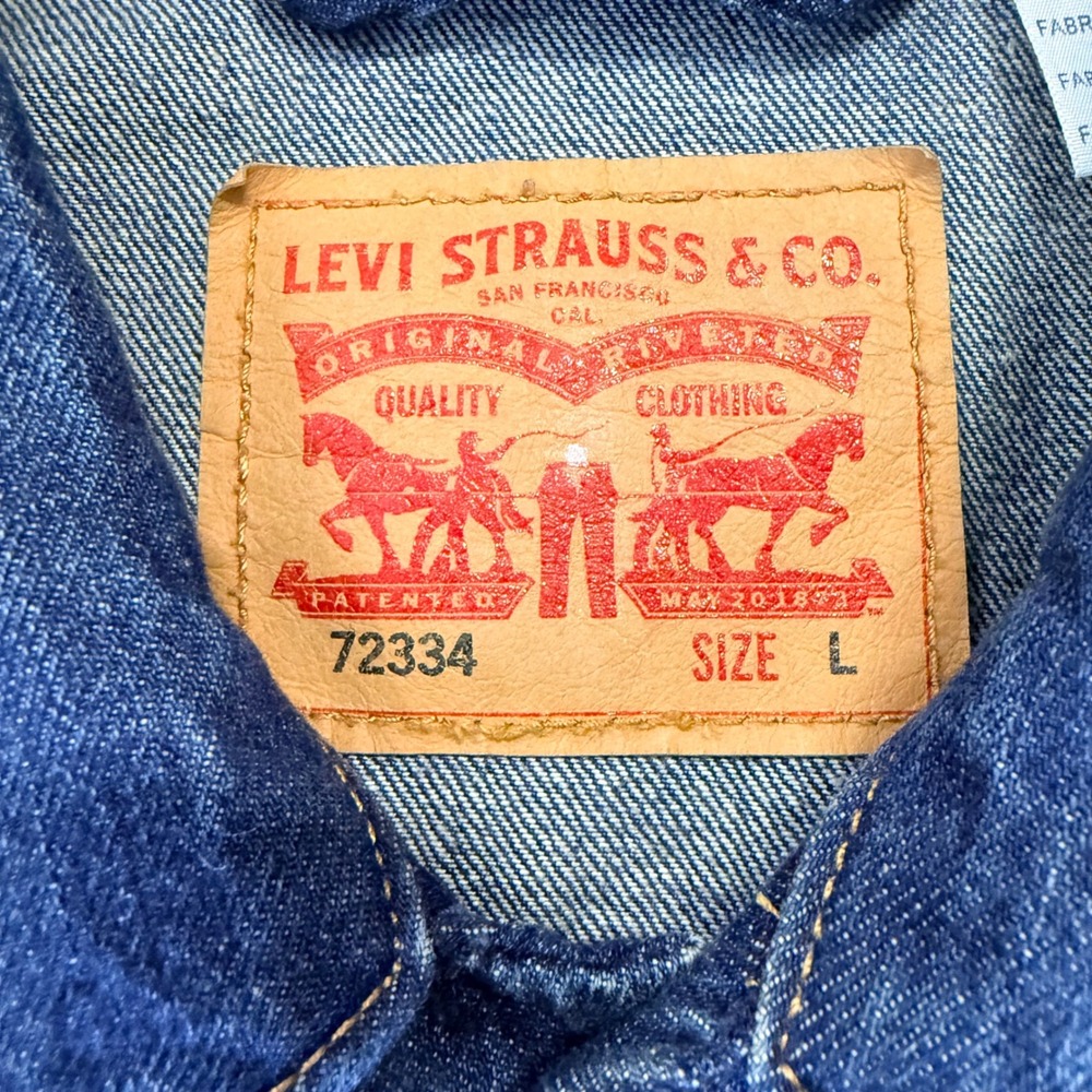 Levis 72334 Mens Denim Trucker Jacket Medium Wash Blue Jean Jacket Size L - Picture 3 of 12